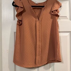 Elegant Ruffled Sleeve Blouse in Brown
